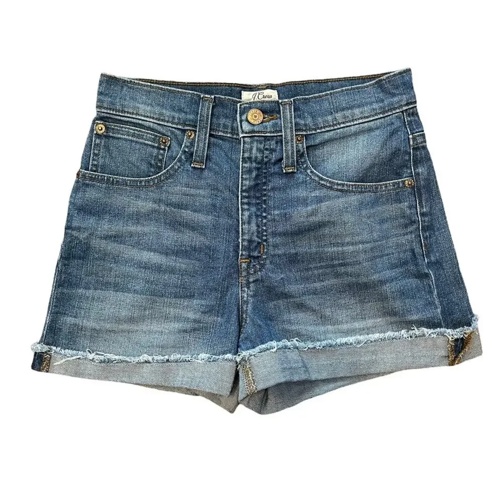 J. Crew High Rise Denim Cuffed Shorts Size 24